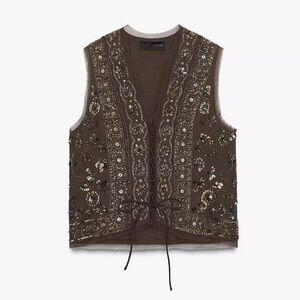 Zara beaded Embroidered Vest missing beaded- check photos extra included